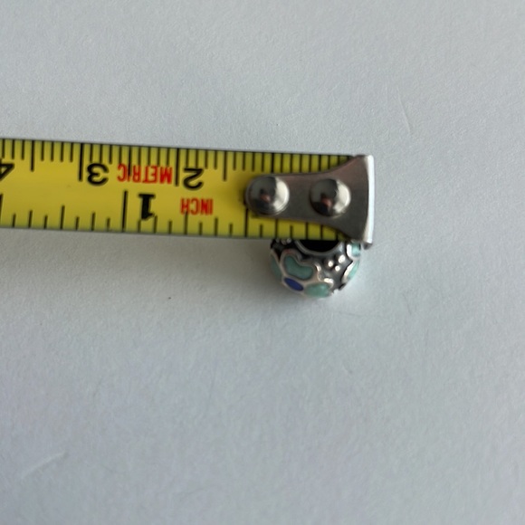 Authentic Pandora green blue flower enamel charm discontinued style - Picture 5 of 5